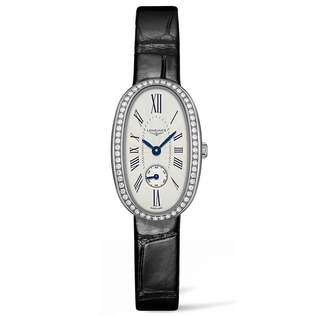 Longines Women&#39;s L23060710 Symphonette Diamond Black Leather Watch