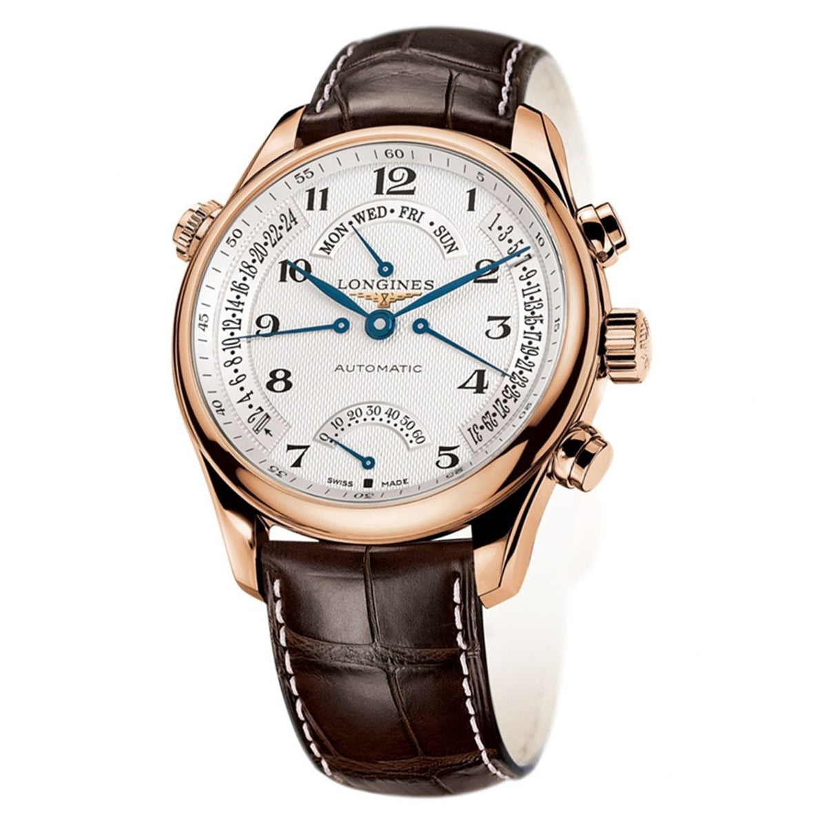 Longines Men&#39;s L27158783 Master Collection 18kt Rose Gold Automatic Brown Leather Watch