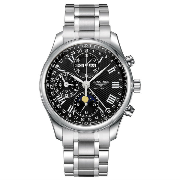 Longines Men's L27734516 Master Moonphase Chronograph Automatic Stainl ...