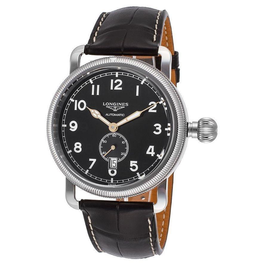 Longines Men&#39;s L27774532 Avigation Automatic Black Leather Watch