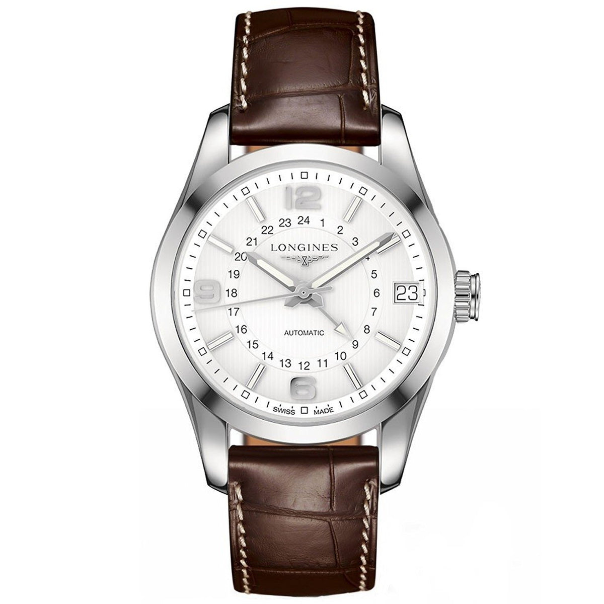 Longines Men&#39;s L27994763 Conquest Automatic Brown Leather Watch