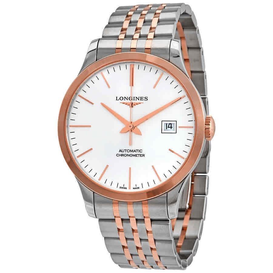 Longines Men&#39;s L28215727 Record Two-Tone Stainless Steel with 18kt Rose Gold Links Watch