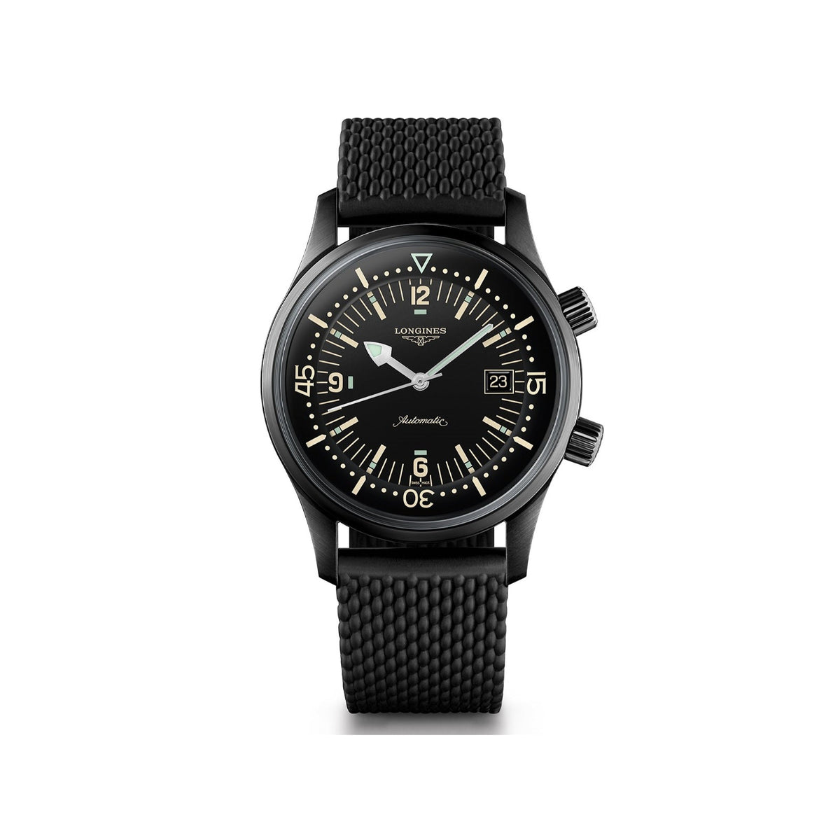 Longines Men&#39;s L3.774.2.50.9 Legend Diver Black Rubber Watch