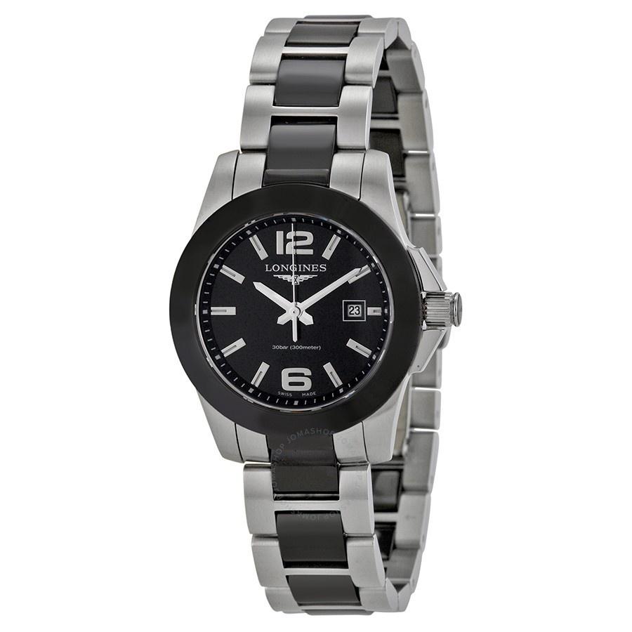 Longines Women&#39;s L32574567 Conquest Two-Tone Stainless steel and Ceramic Watch