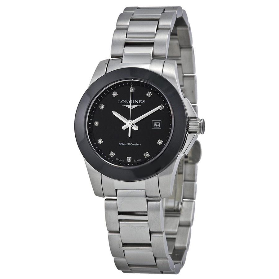 Longines Women&#39;s L32574576 Conquest Diamond Stainless Steel Watch