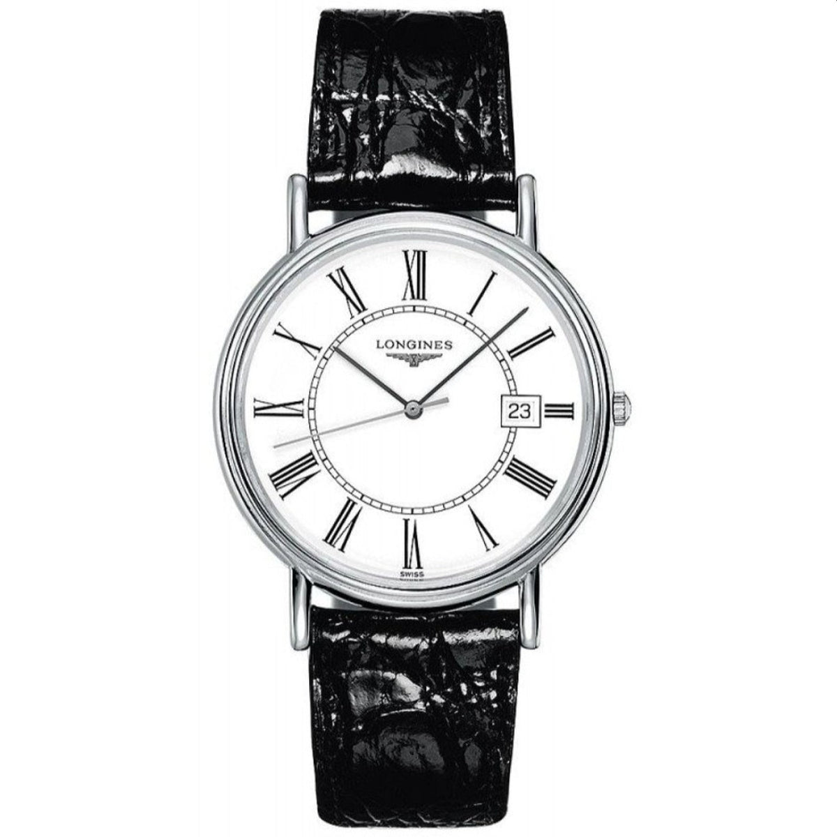 Longines Men&#39;s L4.790.4.11.2 Presence Black Leather Watch