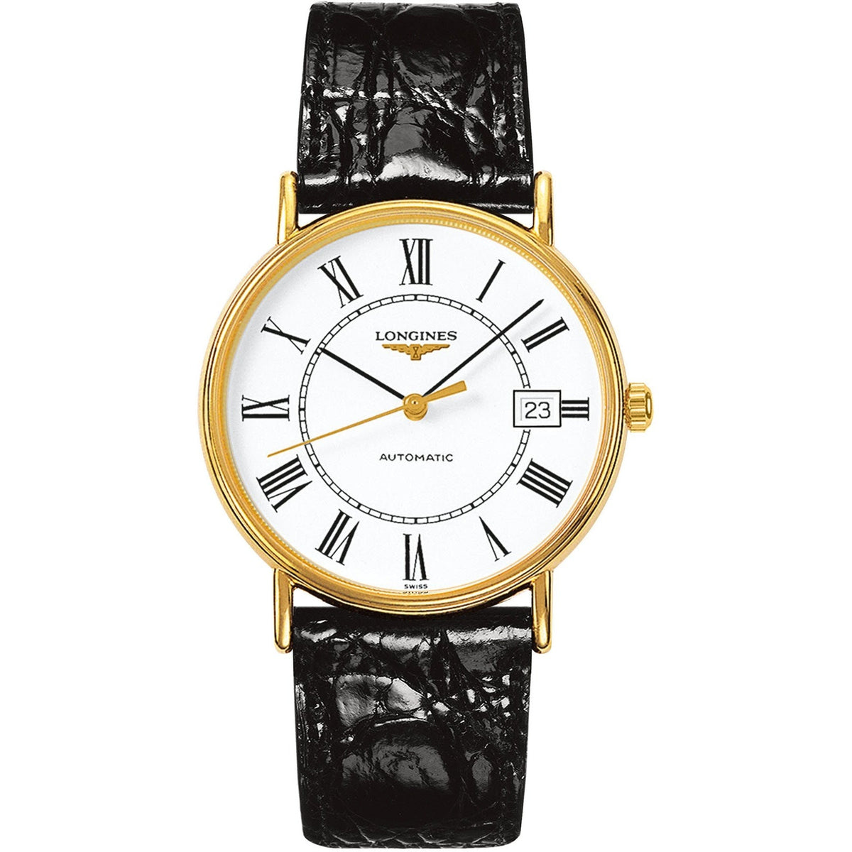Longines Men&#39;s L4.921.2.11.2  Presence Black Leather Watch
