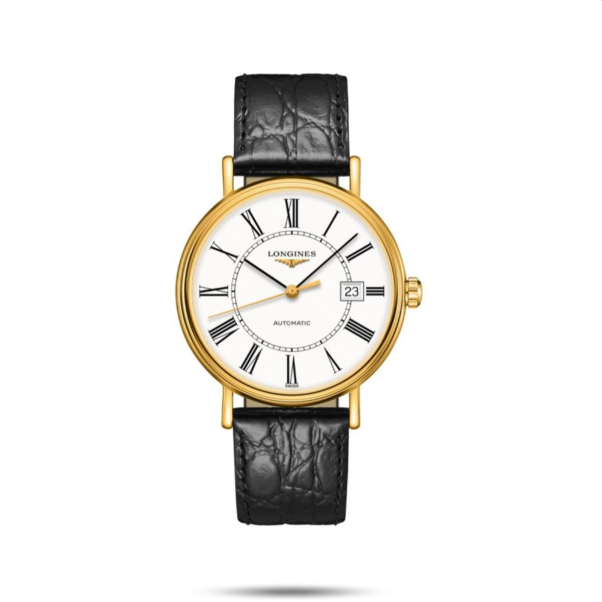 Longines Men's L4.922.2.11.2 Presence Black Leather Watch