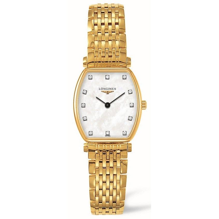 Longines Women&#39;s L42052878 La Grande Classique Tonneau Diamond Gold-Tone Stainless Steel Watch
