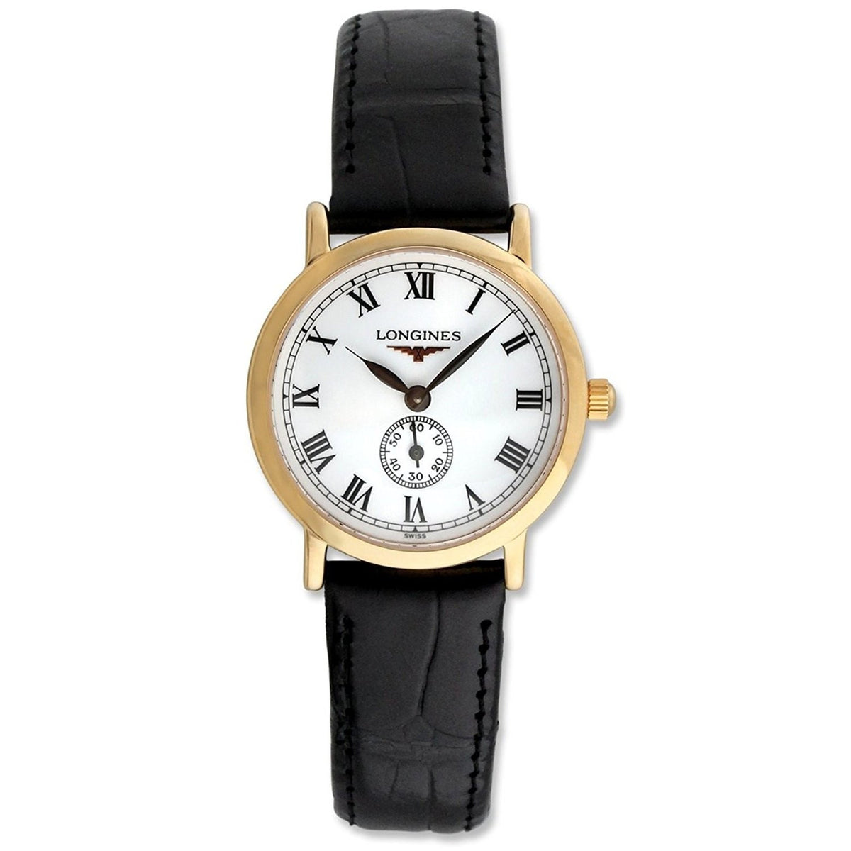 Longines Women&#39;s L42918212 Flagship Heritage 18kt Rose Gold Black Leather Watch