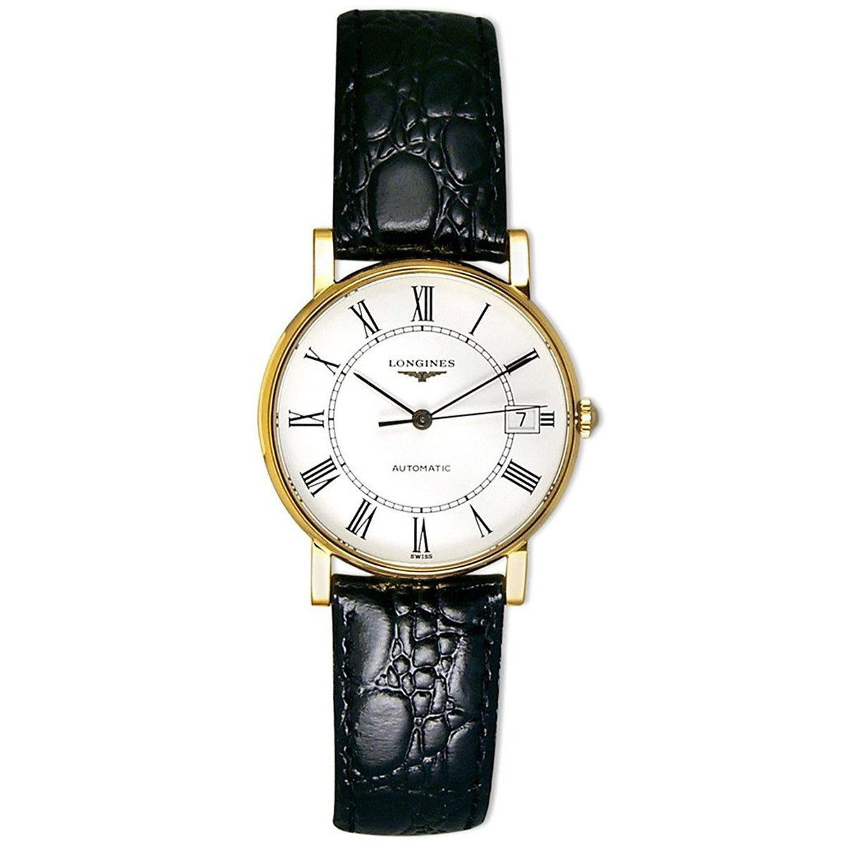Longines Men&#39;s L47446112 La Grandes Classiques Flagship 18kt Yellow Gold Black Leather Watch