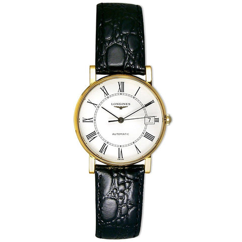 Longines Men's L47446112 La Grandes Classiques Flagship 18kt Yellow Gold Black Leather Watch