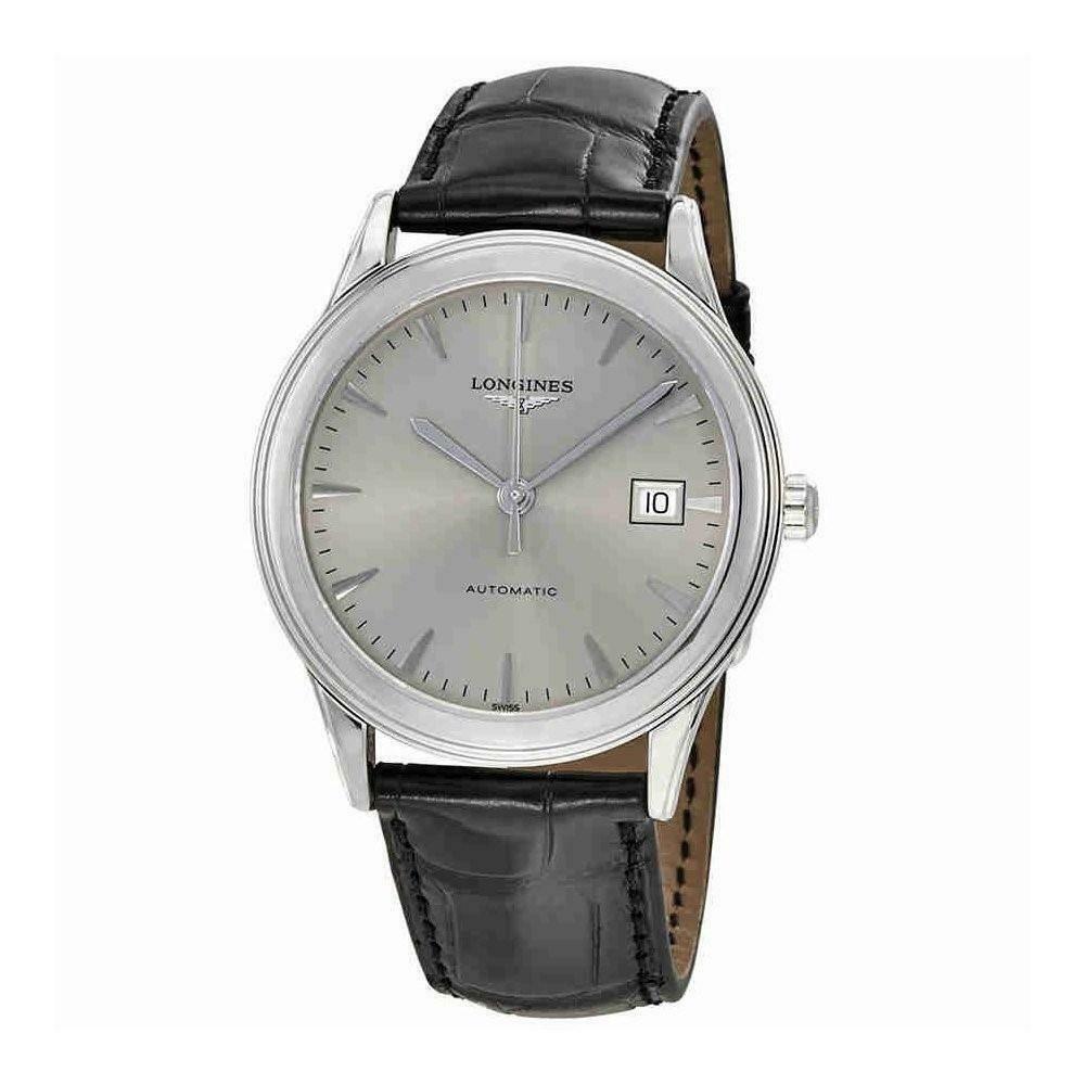 Longines Men&#39;s L48744722 Flagship Black Leather Watch
