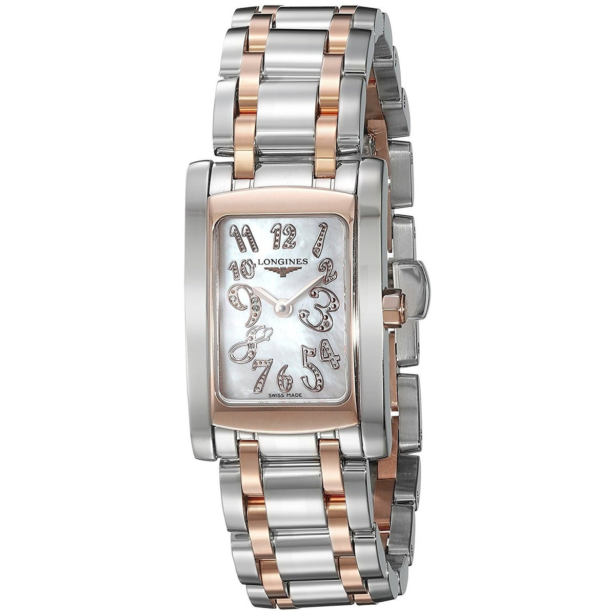Longines Women&#39;s L51555977 Dolce Vita 18kt Pink Gold Diamond Two-Tone Stainless Steel Watch