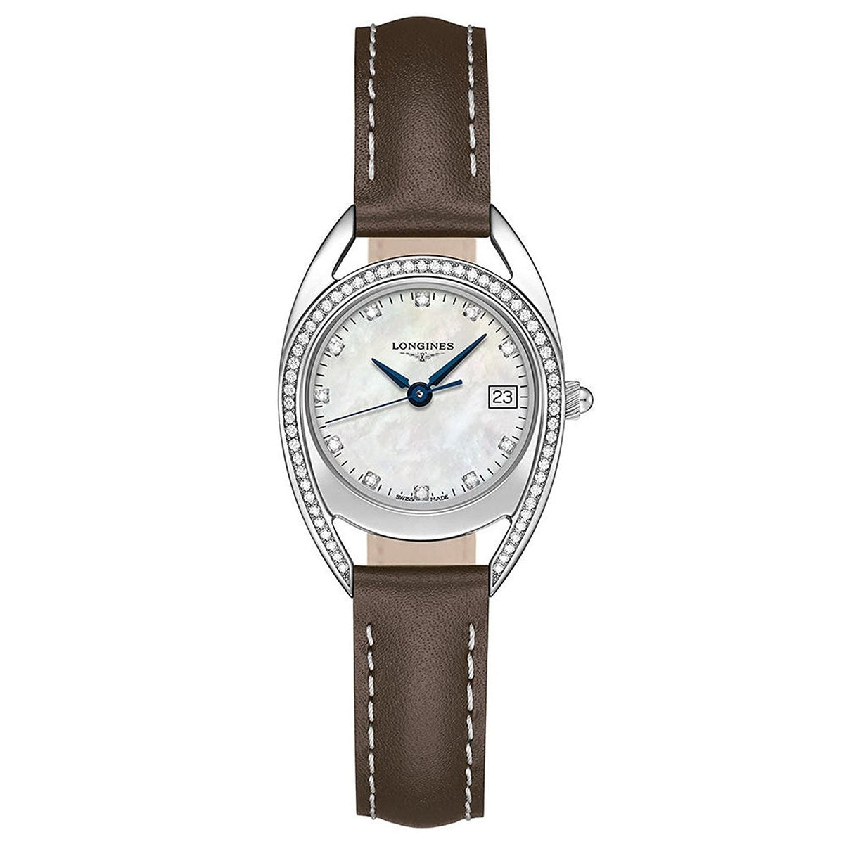 Longines Women's L6.136.0.87.2 Equestrian Diamond Brown Leather Watch