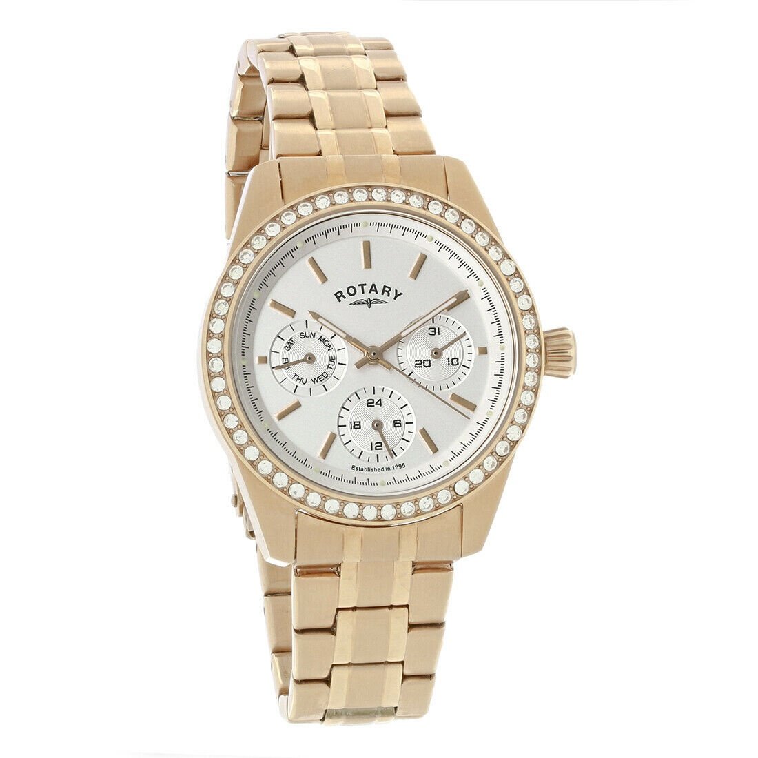Rotary Women&#39;s LB00160-02 Multifunction  Rose Gold-Tone Stainless Steel Watch