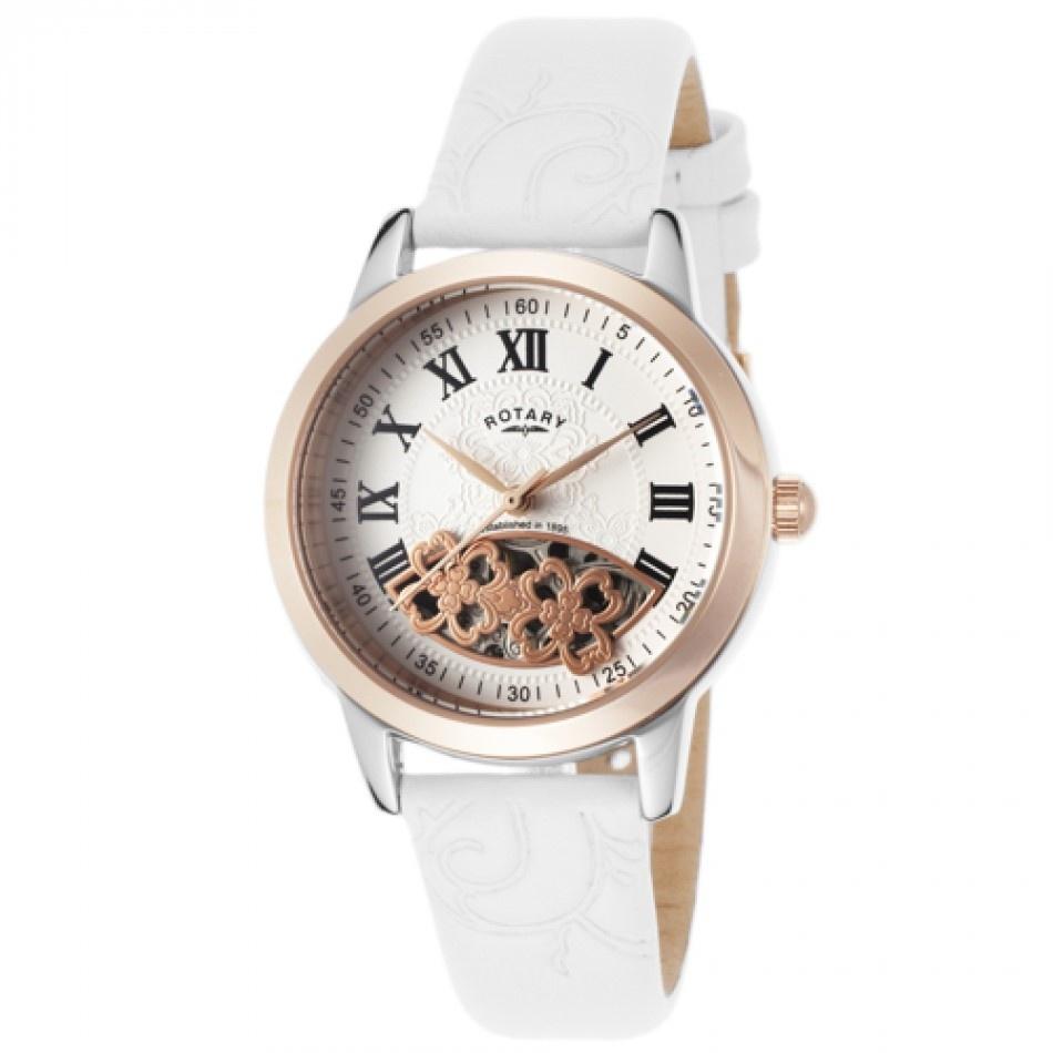 Rotary Women&#39;s LS03732-06 Classic White Leather Watch