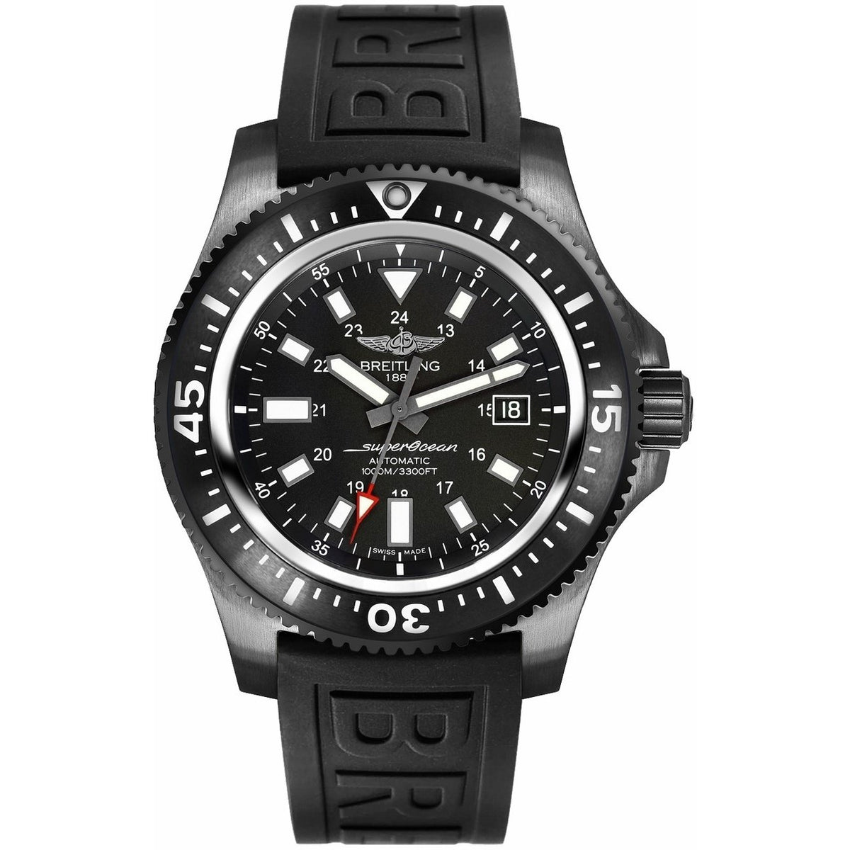 Breitling Men's M17393131B1S1 Superocean Black Rubber Watch