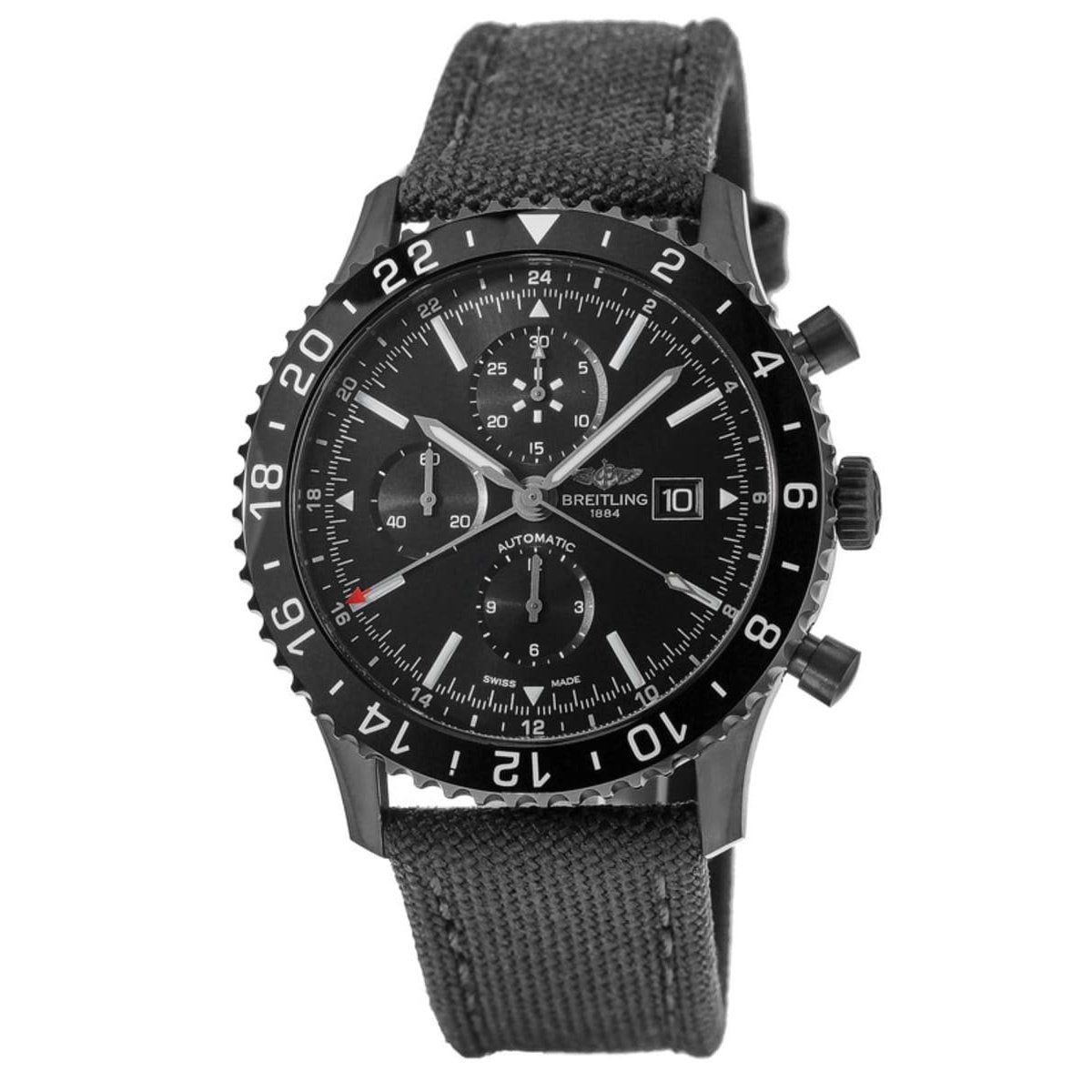 Breitling Men&#39;s M2431013-BF02-100W Chronoliner  Chronograph Grey Canvas Watch