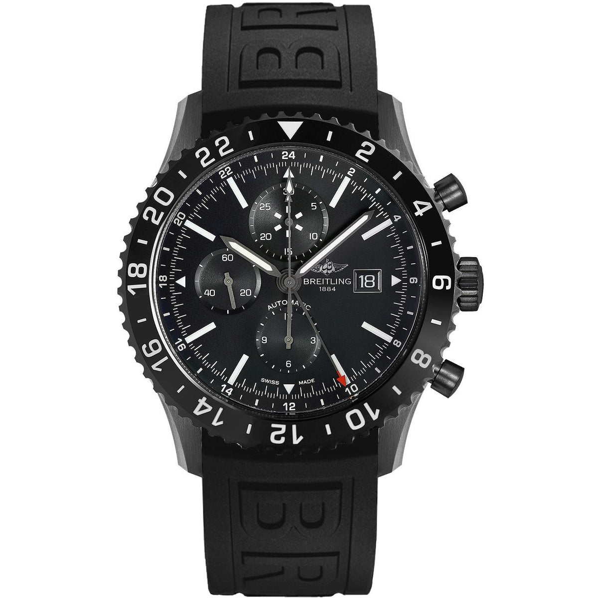 Breitling Men&#39;s M2431013-BF02-155S Chronoliner  Chronograph Black Rubber Diver Pro III Watch
