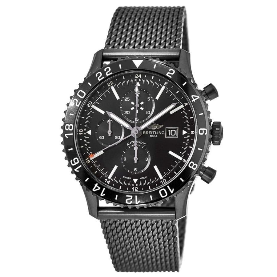 Breitling Men&#39;s M2431013-BF02-159M Chronoliner  Chronograph Black Stainless Steel Watch