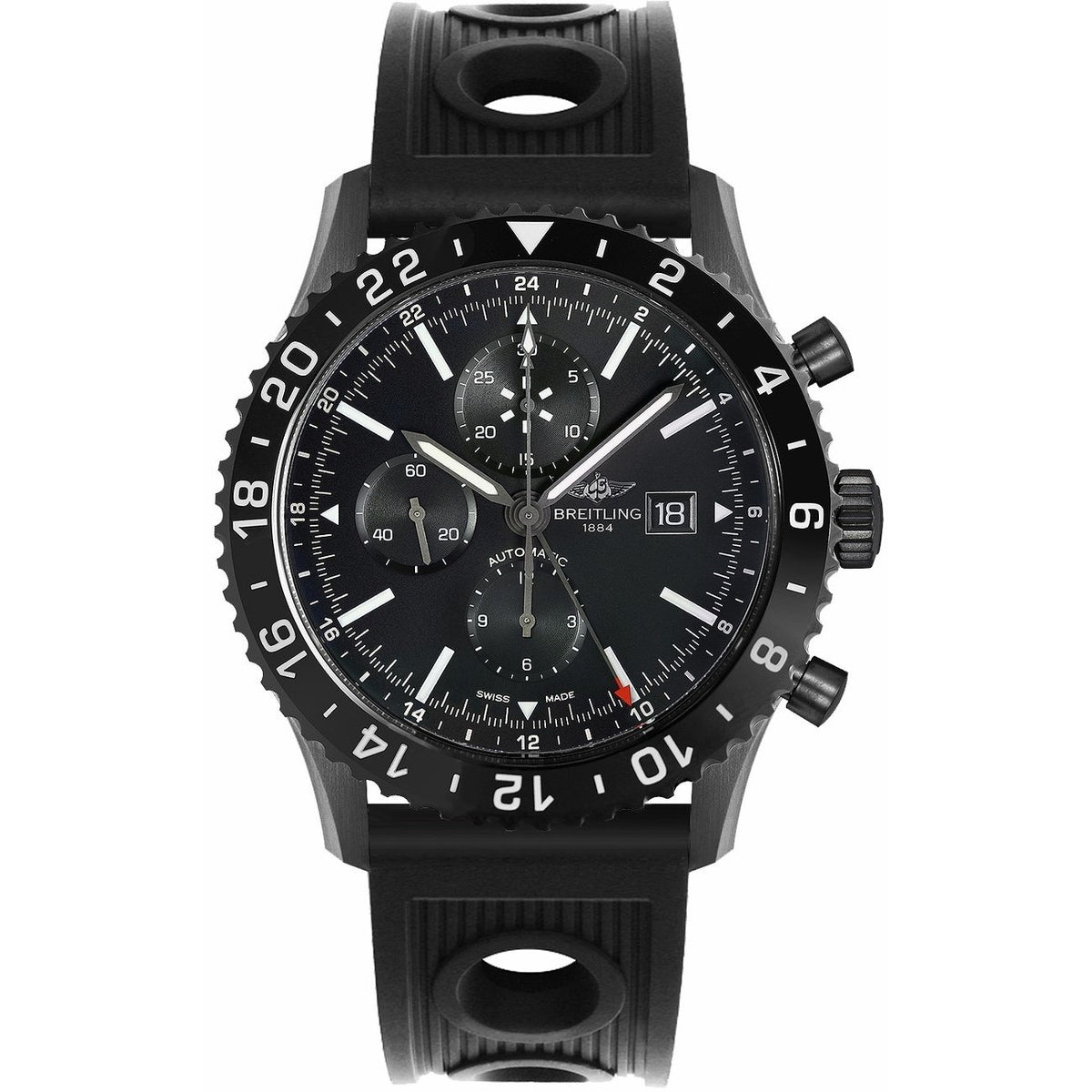 Breitling Men&#39;s M2431013-BF02-201S Chronoliner  Chronograph Black Rubber Watch