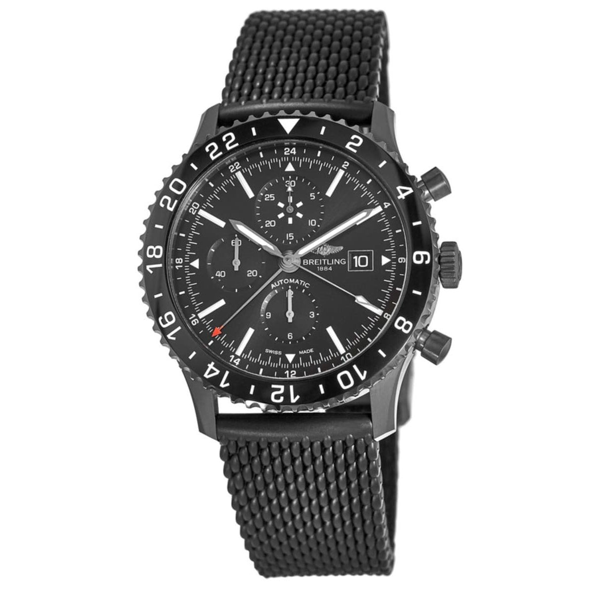 Breitling Men&#39;s M2431013-BF02-267S Chronoliner  Chronograph Black Rubber Watch