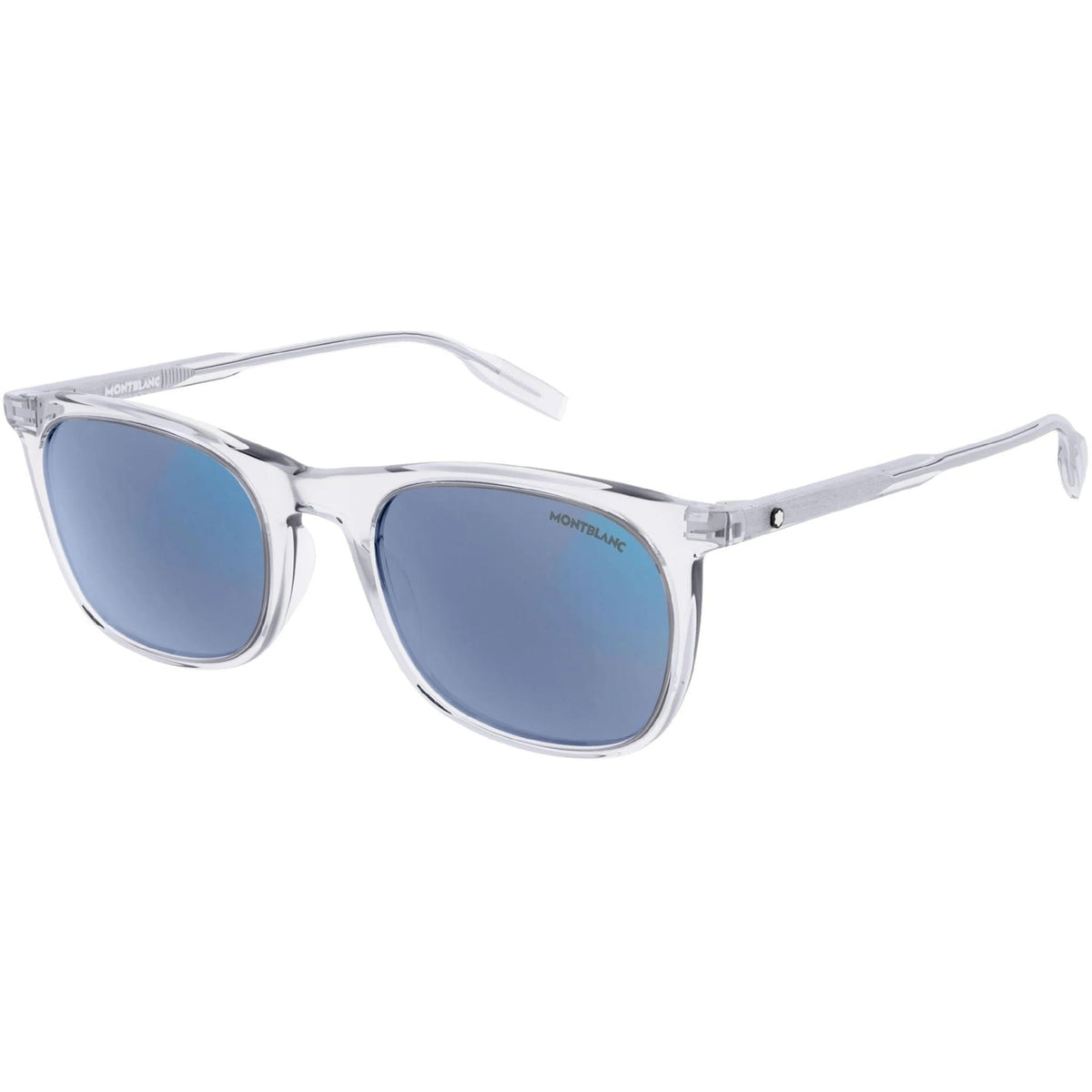 Montblanc Men's Sunglasses Spring Summer Crystal Light Blue NXT Lens NXT Lens Transparent MB0007S 006