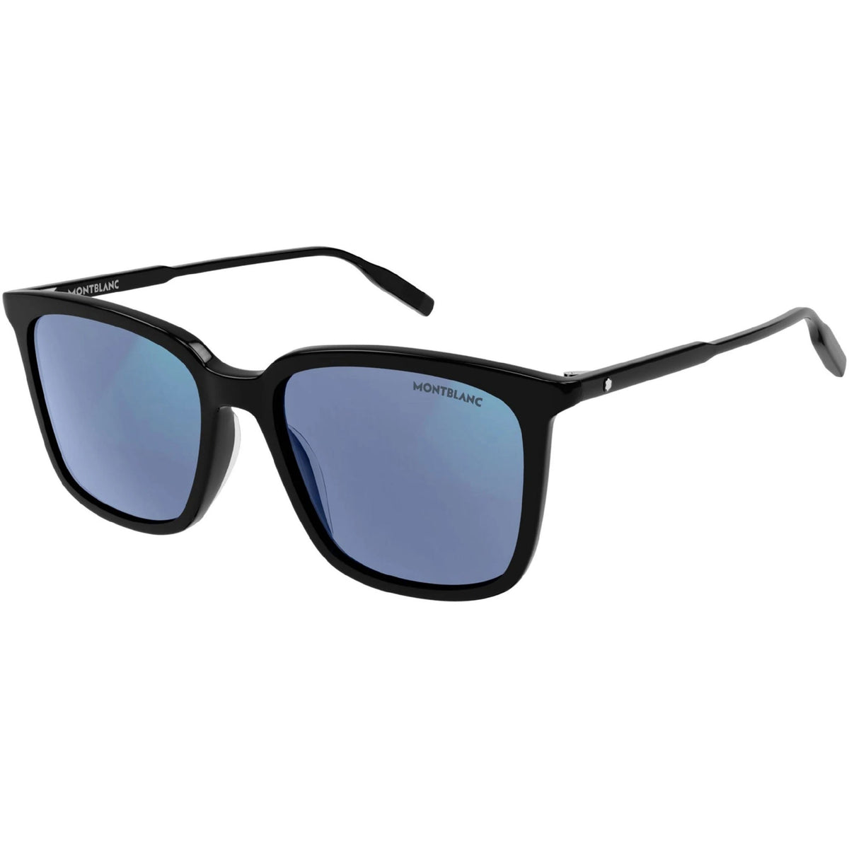 Montblanc Men's Sunglasses Spring Summer Black Light Blue NXT Lens NXT Lens Shiny MB0084SK 005