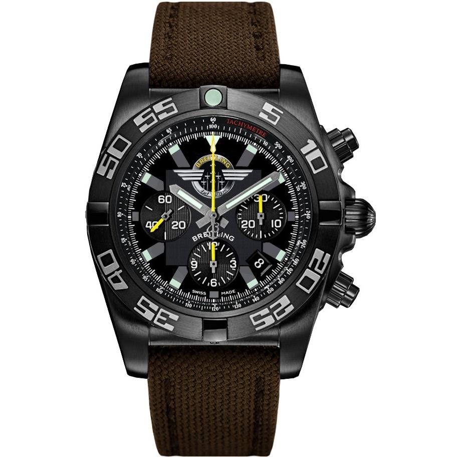 Breitling Men&#39;s MB01109L-BD48-108W Chronomat 44 Chronograph Brown Canvas Watch