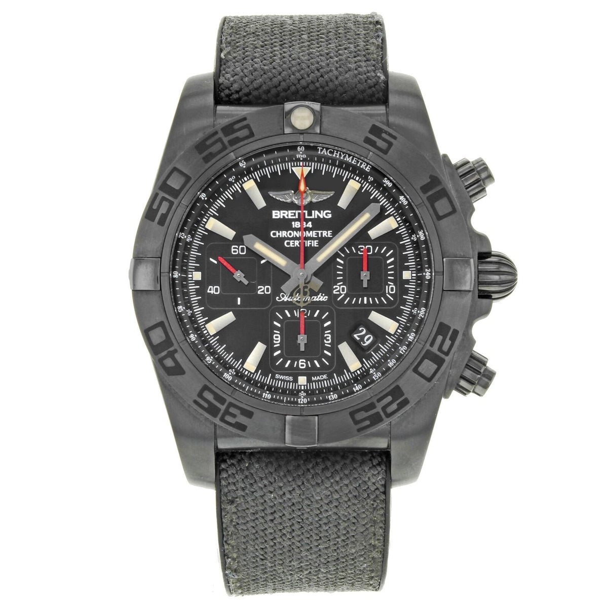 Breitling Men&#39;s MB0111C3-BE35-253S Chronomat 44 Chronograph Grey Canvas and Rubber Watch