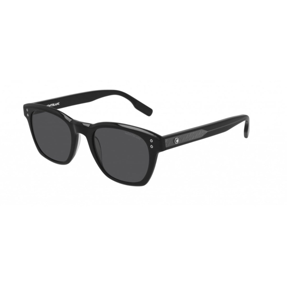 Montblanc Men&#39;s Sunglasses Fall Winter Black Grey Nylon Nylon Shiny MB0122S 001