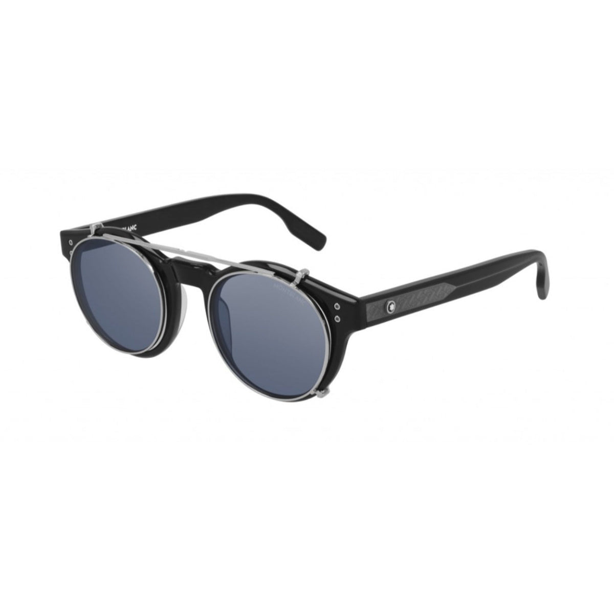 Montblanc Men&#39;s Sunglasses Fall Winter Black Blue Nylon Nylon Shiny MB0123S 003