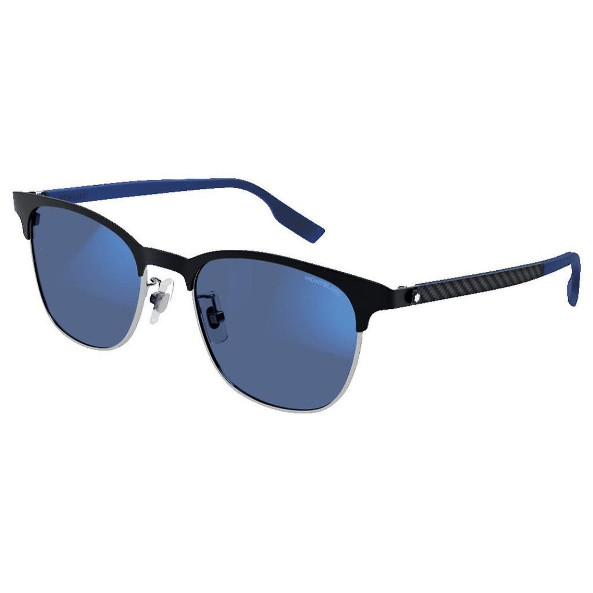 Montblanc Men's Sunglasses Fall Winter Black Light Blue NXT Lens NXT Lens Silver MB0183S 005