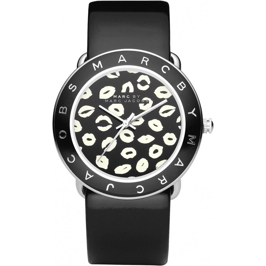 Marc Jacobs Women's MBM1163 Amy Kiss Graphic Dial Black Leather Watch