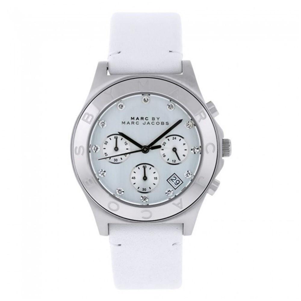 Marc Jacobs Women's MBM1187 Chronograph Crystal White Leather Watch