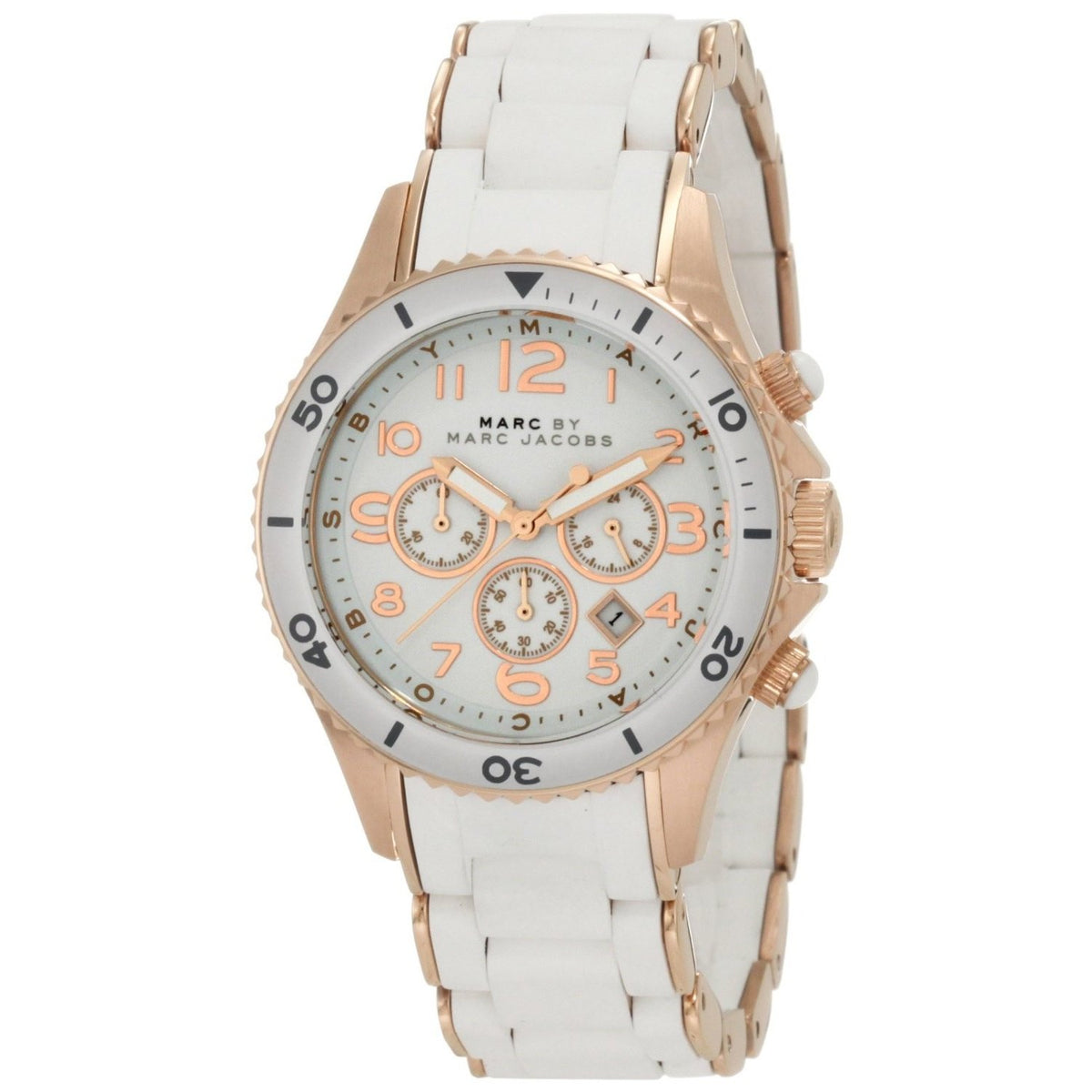 Marc Jacobs Unisex MBM2547 Rock Chronograph White Silicone Watch