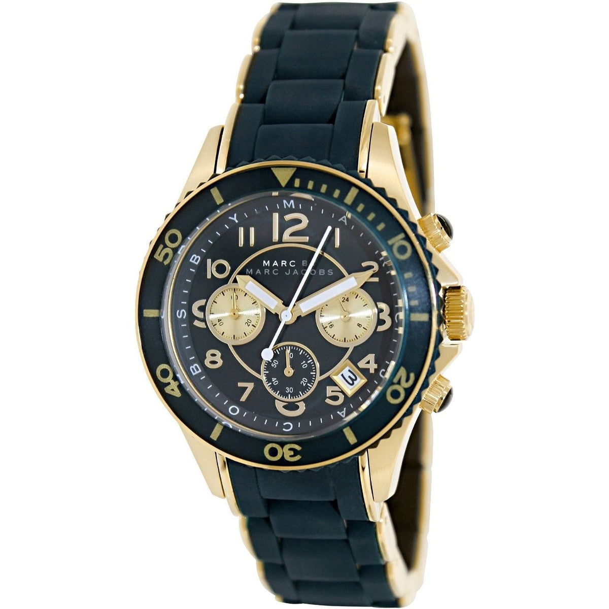 Marc Jacobs Women&#39;s MBM2597 Rock Chronograph Black Silicone Watch