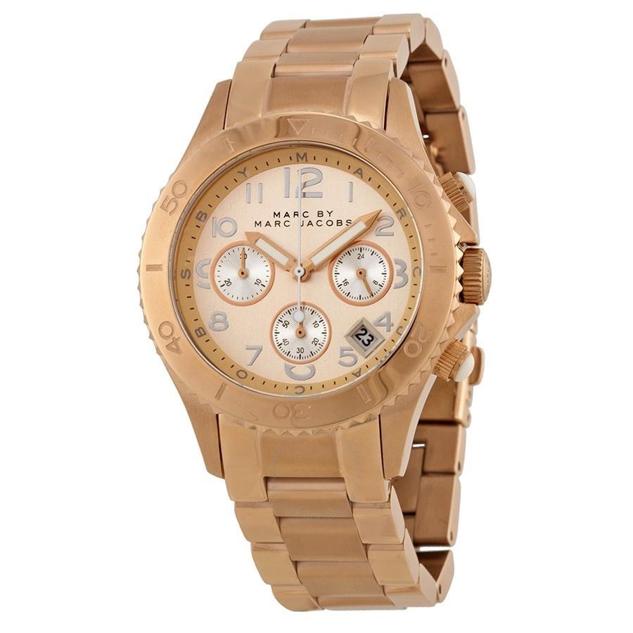 Marc Jacobs Women's MBM3156 Rock Chronograph Rose-Tone Stainless Steel Watch