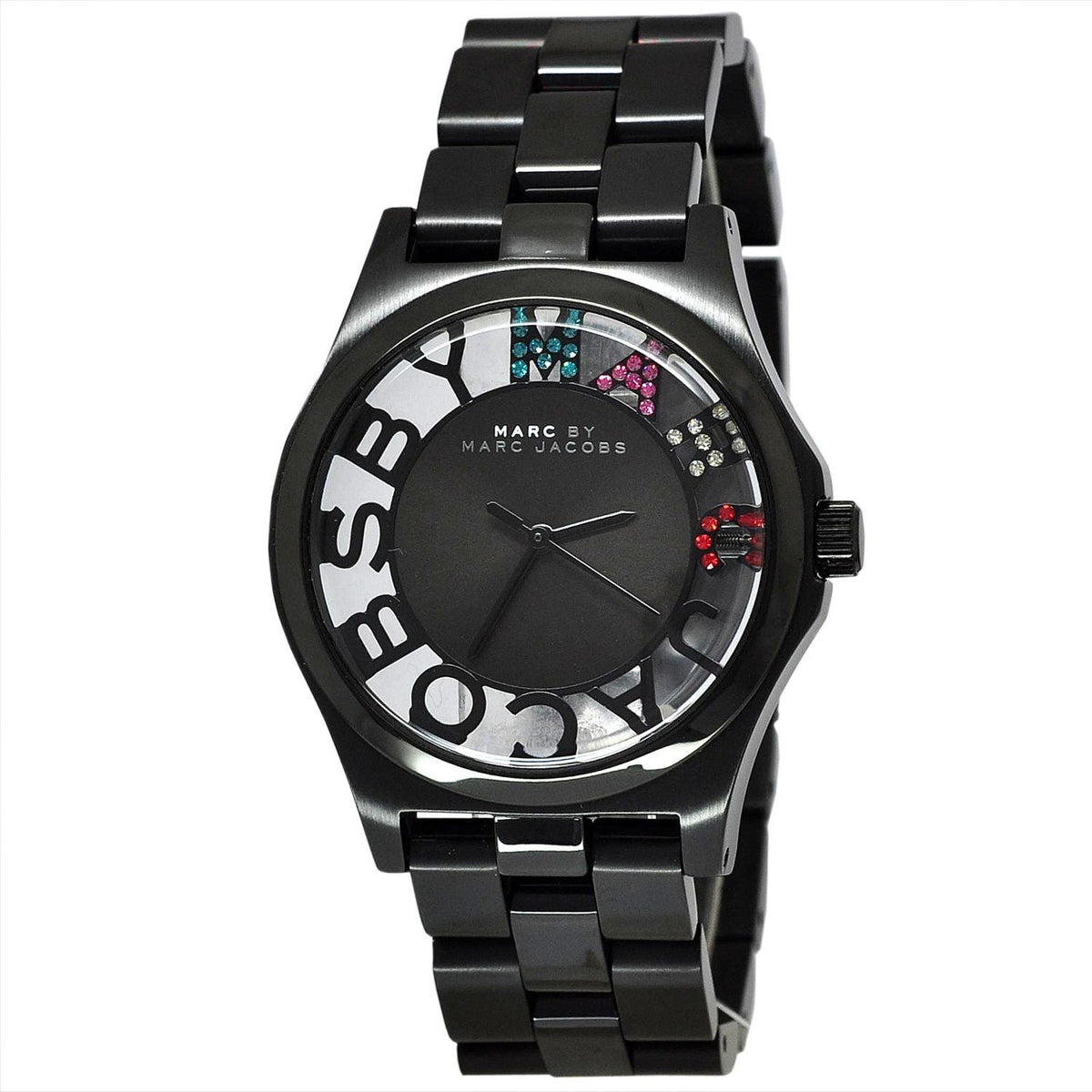 Marc Jacobs Women's MBM3265 Skeleton Crystal Black Stainless Steel Watch