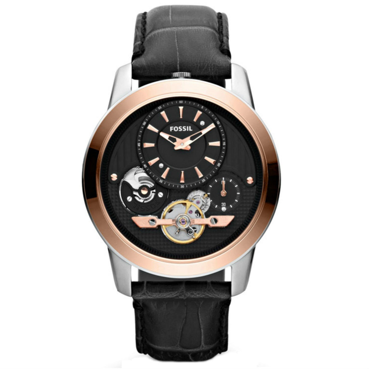 Fossil Men's ME1125 Grant Twist Black Leather Watch