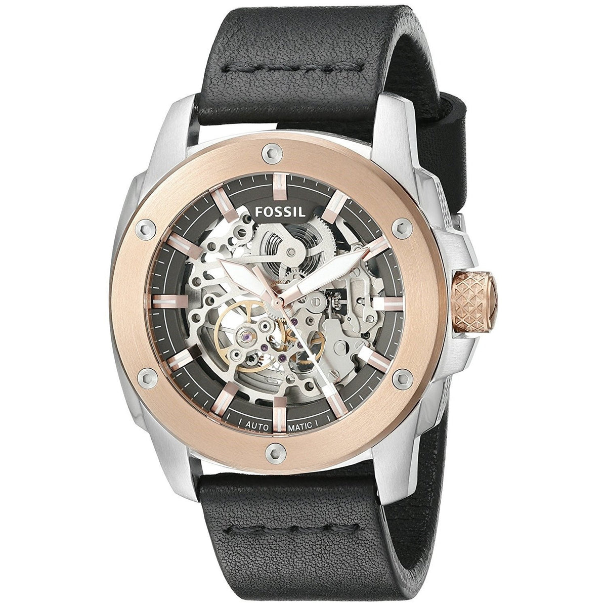 Fossil Men's ME3082 Modern Machine Automatic Black Leather Watch