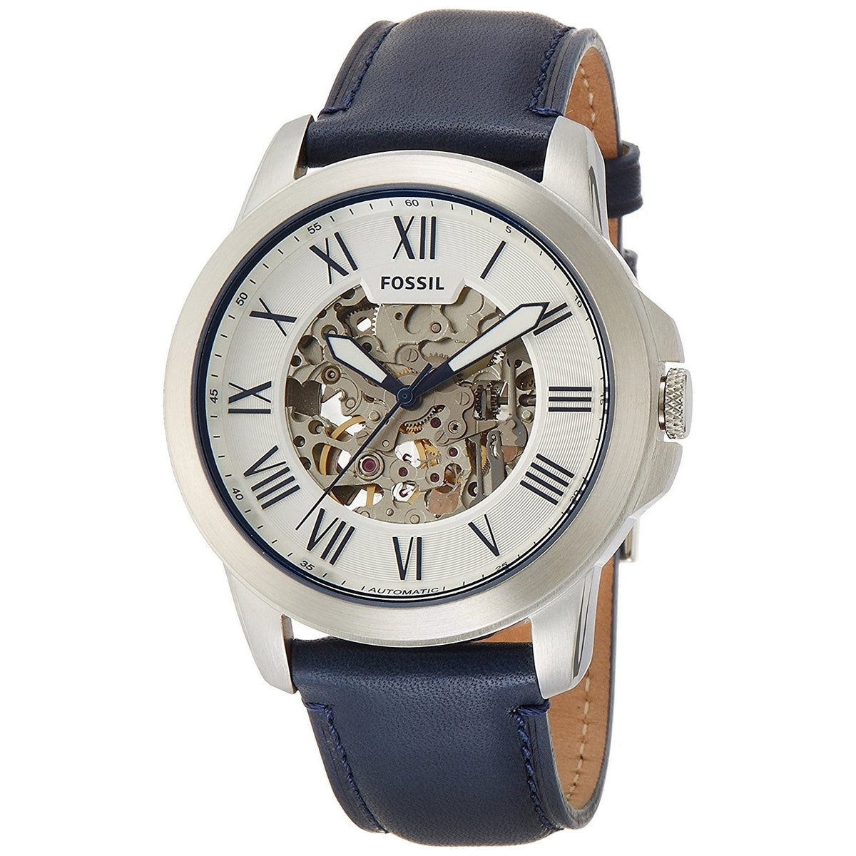Fossil Men's ME3111 Grant Automatic Blue Leather Watch