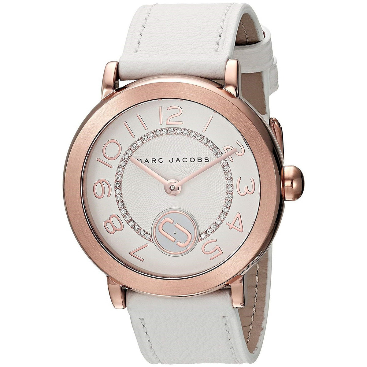 Marc Jacobs Women's MJ1616 Riley Crystal Set White Leather Watch