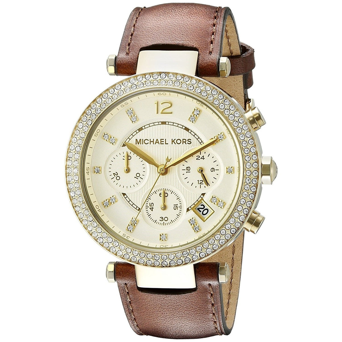 Michael Kors Women's MK2249 Parker Chronograph Crystal Brown Leather Watch