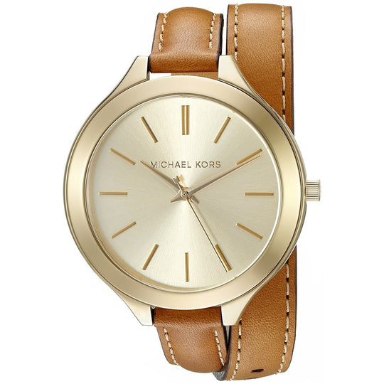 Michael Kors Women's MK2256 Slim Runway Brown Leather Watch
