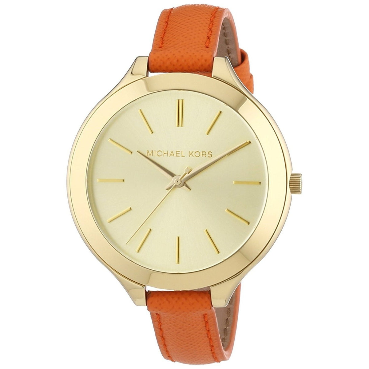 Michael Kors Women&#39;s MK2275 Slim Runway Orange Leather Watch