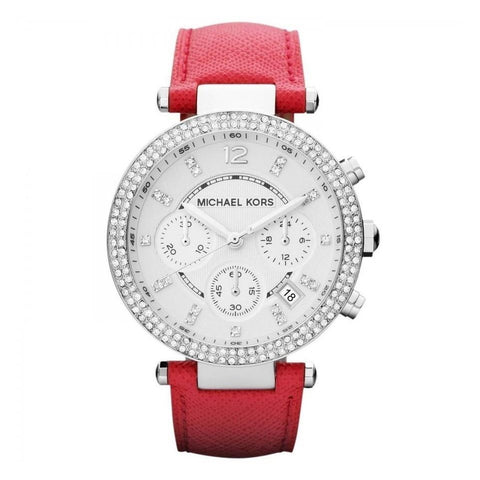 Michael Kors Women's MK2278 Parker Chronograph Crystal Pink Leather Watch