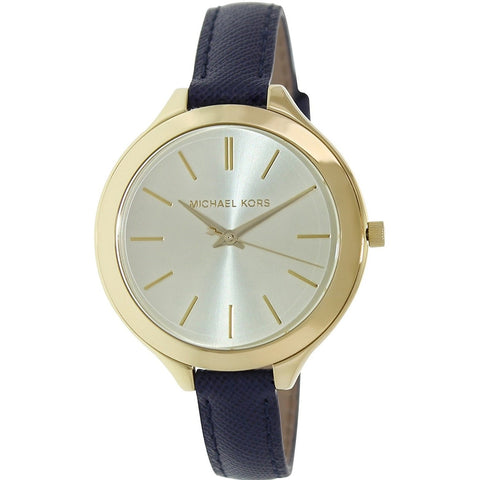 Michael Kors Women's MK2285 Slim Runway Blue Leather Watch