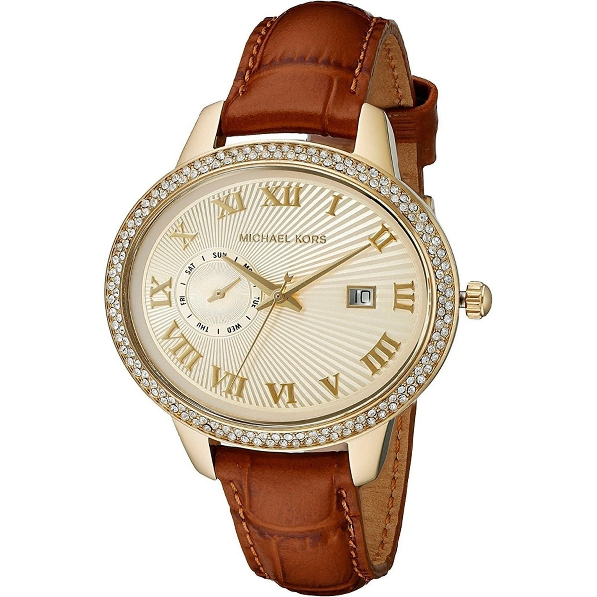Michael Kors Women&#39;s MK2428 Whitley Crystal Brown Leather Watch